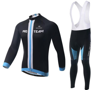 Black PRO TEAM Long Sleeve Cycling Jersey Set - enjoy-outdoor-sport