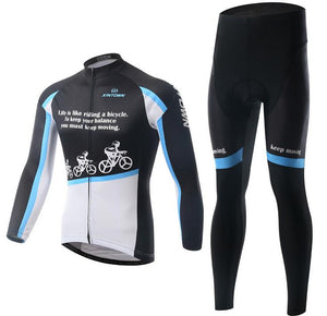 Cool Black white Long Sleeve Cycling Jersey Set - enjoy-outdoor-sport