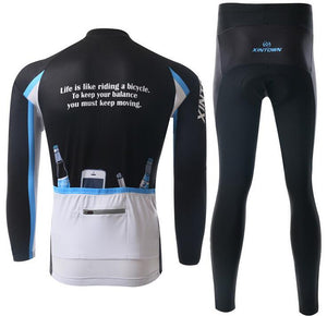 Cool Black white Long Sleeve Cycling Jersey Set - enjoy-outdoor-sport