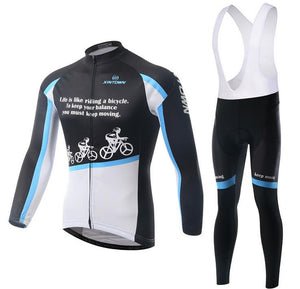 Cool Black white Long Sleeve Cycling Jersey Set - enjoy-outdoor-sport