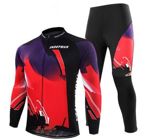 Black Red Long Sleeve Cycling Jersey Set - enjoy-outdoor-sport