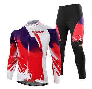 White Red Long Sleeve Cycling Jersey Set - enjoy-outdoor-sport