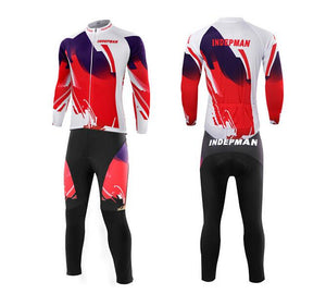 White Red Long Sleeve Cycling Jersey Set - enjoy-outdoor-sport