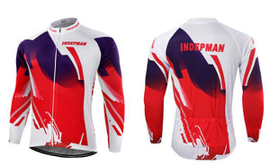 White Red Long Sleeve Cycling Jersey Set - enjoy-outdoor-sport