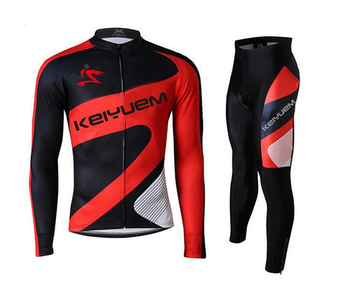 Red Black Long Sleeve Cycling Jersey Set - enjoy-outdoor-sport