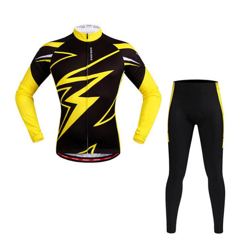 WOSAWE Black Yellow Long Sleeve Cycling Jersey Set - enjoy-outdoor-sport