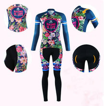 Tropical Flowers Long Sleeve Cycling Jersey Set + Gloves - enjoy-outdoor-sport