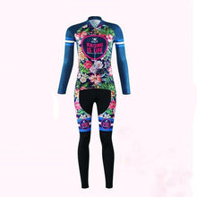 Tropical Flowers Long Sleeve Cycling Jersey Set + Gloves