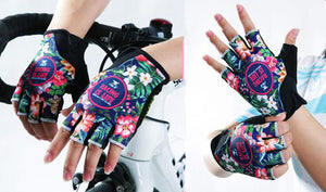 Tropical Flowers Long Sleeve Cycling Jersey Set + Gloves - enjoy-outdoor-sport
