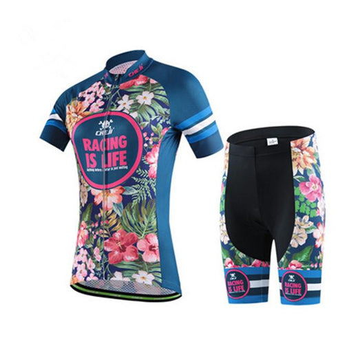 Tropical Flowers Short Sleeve Cycling Jersey Set - enjoy-outdoor-sport
