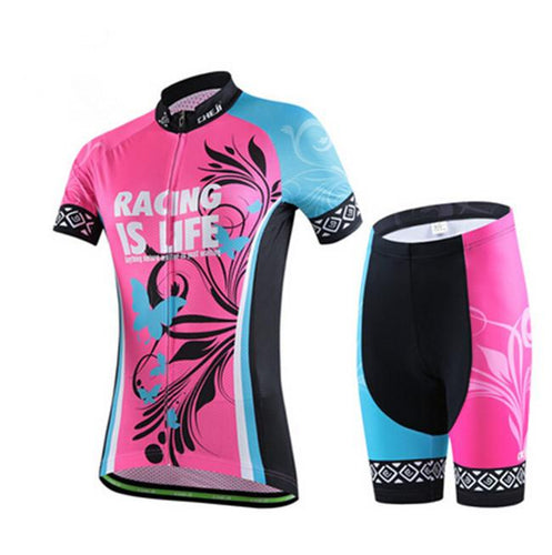 Tropical Butterfly Red Short Sleeve Cycling Jersey Set - enjoy-outdoor-sport