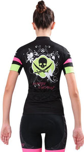 Tropical Skull Green Short Sleeve Cycling Jersey