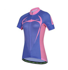CHEJI Blue Red Short Sleeve Cycling Jersey - enjoy-outdoor-sport