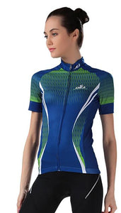 CHEJI Blue Green Short Sleeve Cycling Jersey - enjoy-outdoor-sport