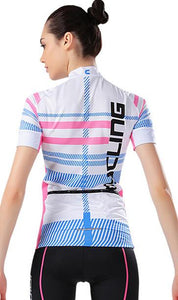 CHEJI Blue White Short Sleeve Cycling Jersey - enjoy-outdoor-sport