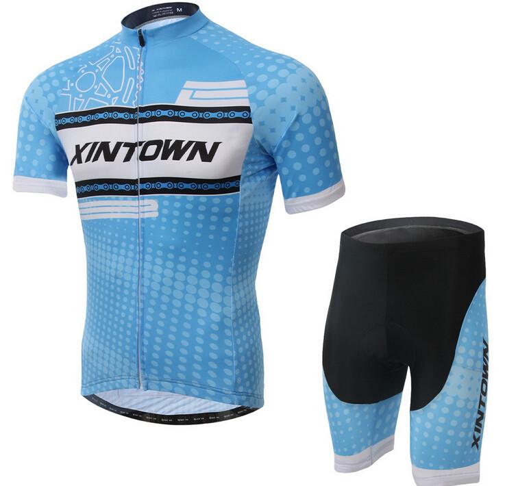 XINTOWN Blue White Short Sleeve Cycling Jersey Set - enjoy-outdoor-sport