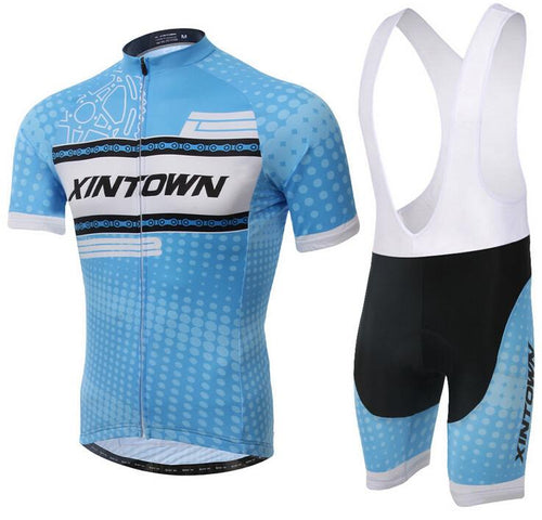 XINTOWN Blue White Short Sleeve Cycling Jersey Set - enjoy-outdoor-sport