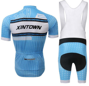 XINTOWN Blue White Short Sleeve Cycling Jersey Set