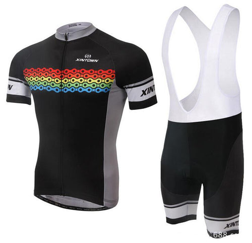 XINTOWN Black Blue Short Sleeve Cycling Jersey Set - enjoy-outdoor-sport