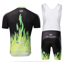 XINTOWN Green Fire Short Sleeve Cycling Jersey Set