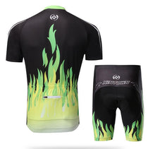 XINTOWN Green Fire Short Sleeve Cycling Jersey Set