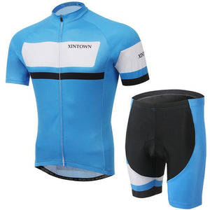 XINTOWN Blue White Short Sleeve Cycling Jersey Set - enjoy-outdoor-sport