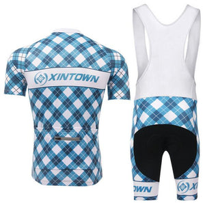 XINTOWN Grid Navy Short Sleeve Cycling Jersey Set - enjoy-outdoor-sport