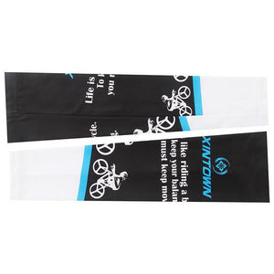 XINTOWN Black White Stripe Cycling Arm Warmers