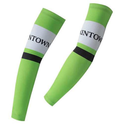 XINTOWN Green White Stripe Cycling Arm Warmers - enjoy-outdoor-sport