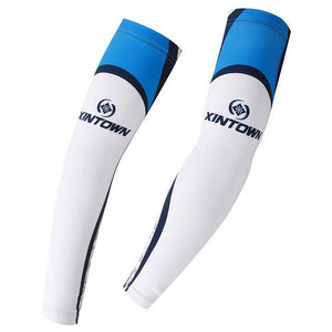 XINTOWN White Blue Stripe Cycling Arm Warmers - enjoy-outdoor-sport