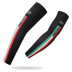 Italy Black Three Stripes Cycling Arm Warmers - enjoy-outdoor-sport