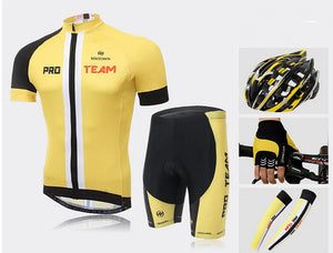 PRO TEAM Yellow Black Short Sleeve Cycling Full Set - enjoy-outdoor-sport