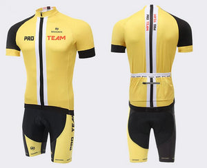 PRO TEAM Yellow Black Short Sleeve Cycling Full Set - enjoy-outdoor-sport
