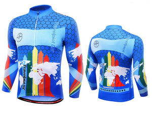 XINTOWN Colorful Blue Yellow Long Sleeve Cycling Jersey - enjoy-outdoor-sport