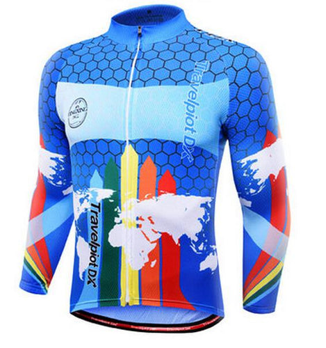 XINTOWN Colorful Blue Yellow Long Sleeve Cycling Jersey - enjoy-outdoor-sport