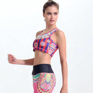 Stylish Print Red Purple Sports Bra for Women