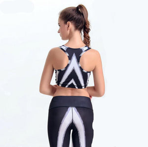 Print  White Black Sports Bra for Women