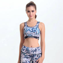 Print Blue Camouflage Sports Bra for Women