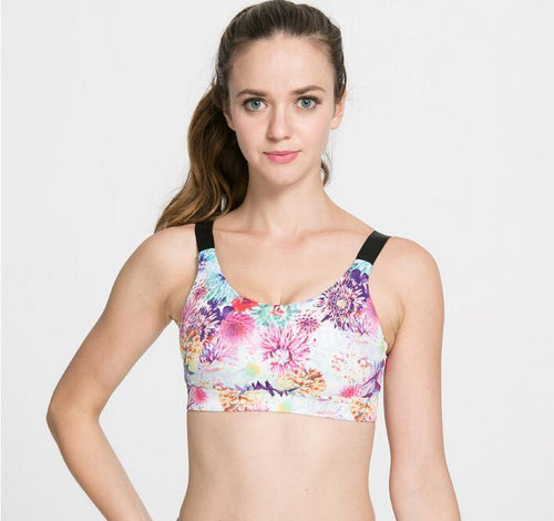 Print Colorful Flowers Sports Bra for Women