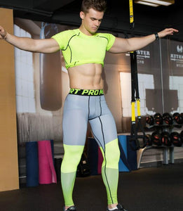 Multi-Color Slim Fit Sport Gym Tights for Men