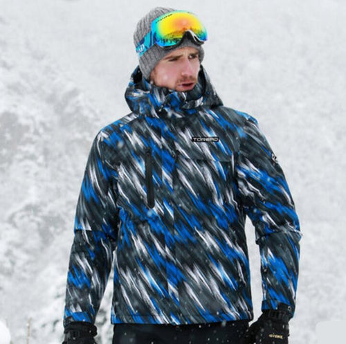 TOREAD Print Blue Black Waterproof Ski Jacket