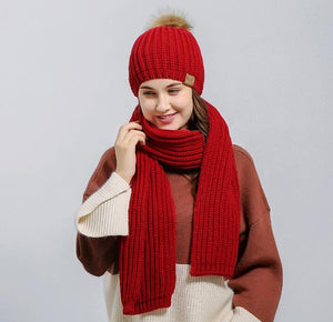 Hand Knit Beanie Scarf and Beanie For Women