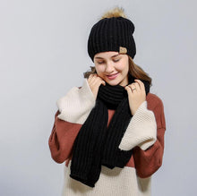 Hand Knit Beanie Scarf and Beanie For Women