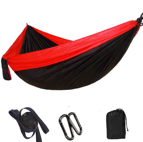Double Parachute Ultralight Resistant Nylon Portable Hammock Black