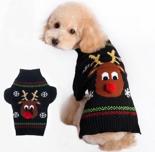 Pet Cute Pere Dear Christmas Winter Knitwear Warm Dog Clothes