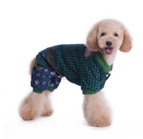 Pet Dog Warm Clothes Puppy Jumpsuit Hoodies Vest Plaid