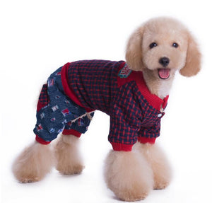 Pet Dog Warm Clothes Puppy Jumpsuit Hoodies Vest Plaid