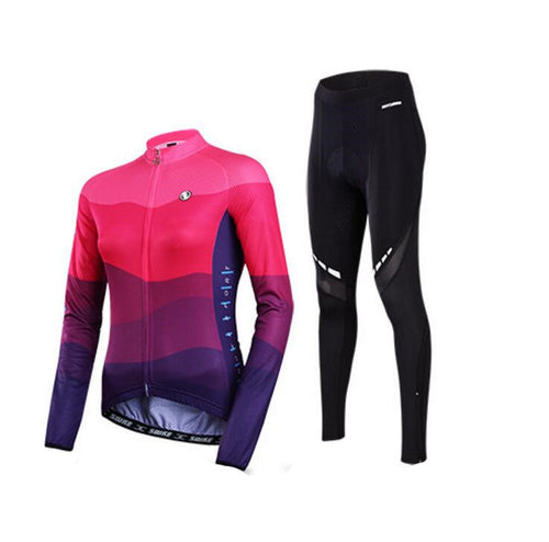 Fade Red Long Sleeve Cycling Jersey Set