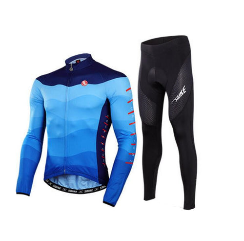 Fade Blue Long Sleeve Cycling Jersey Set