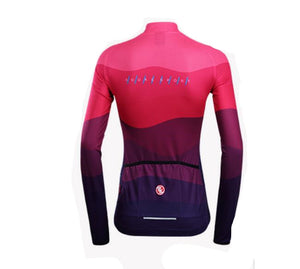 Fade Red Women Long Sleeve Cycling Jersey